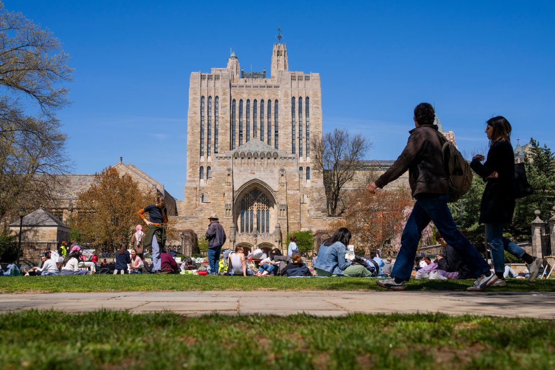 Demonstrators at Yale University in New Haven, Connecticut.