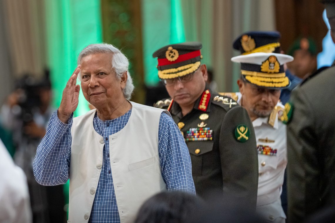 Nobel peace laureate Muhammad Yunus, on Aug. 8, 2024, after he became chief adviser to the interim government.