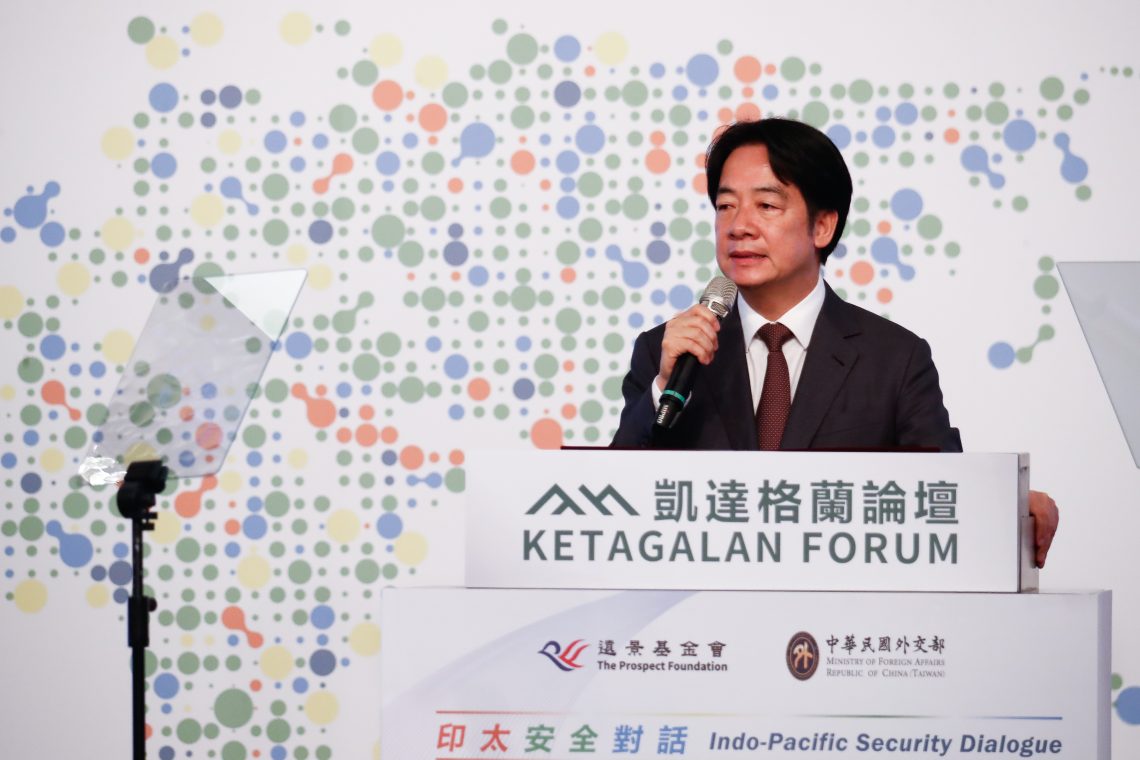 Taiwanese President Lai Ching-te speaking at the Ketagalan Forum on Indo-Pacific Security, in Taipei, Taiwan.