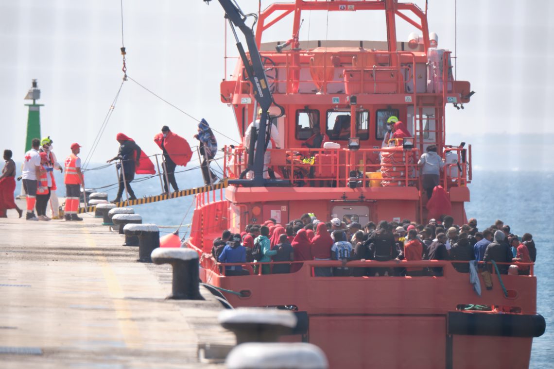 African migrants at a Canary Islands port