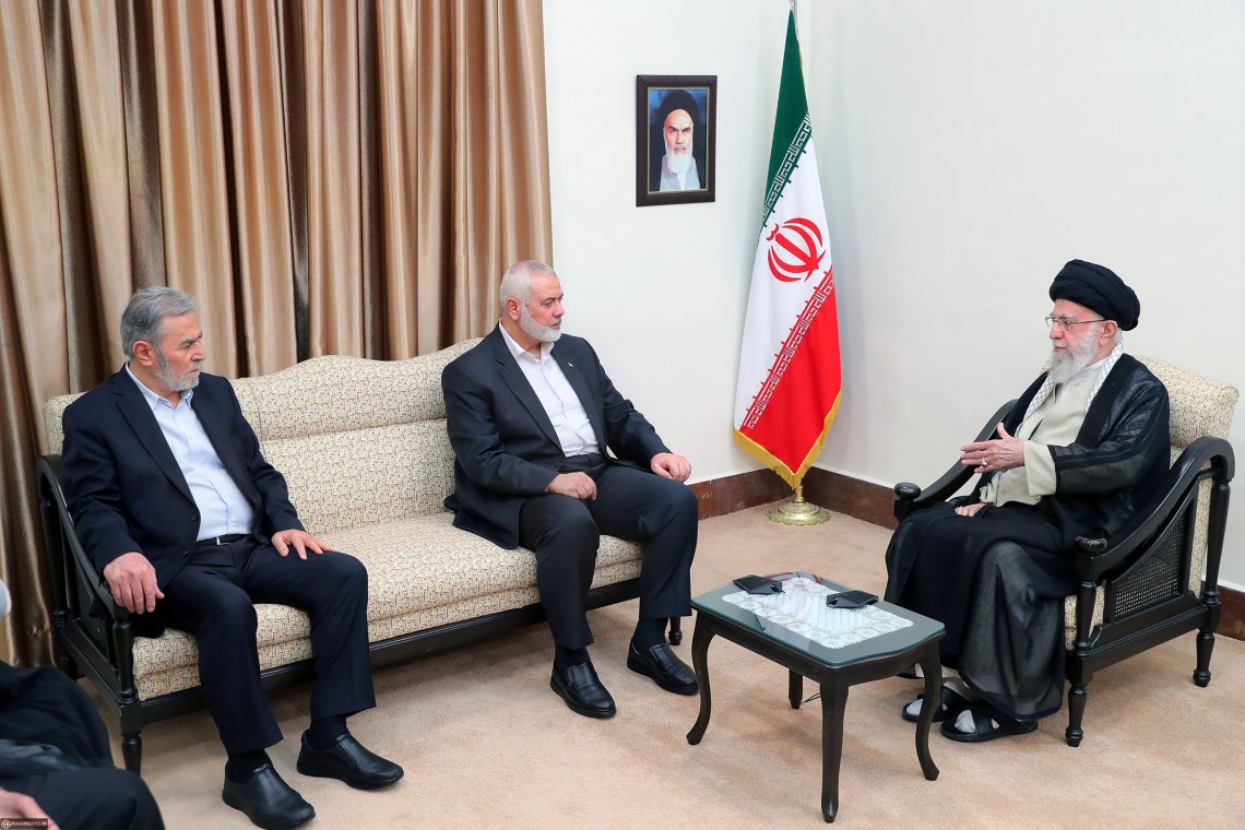 Ziyad al-Nakhalah, Ismail Haniyeh and Ali Khamenei in Tehran